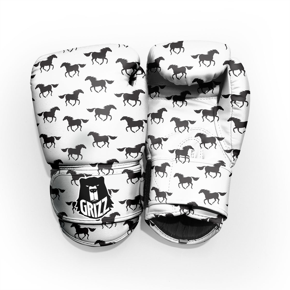Horse White And Black Print Pattern Pro Boxing Glove