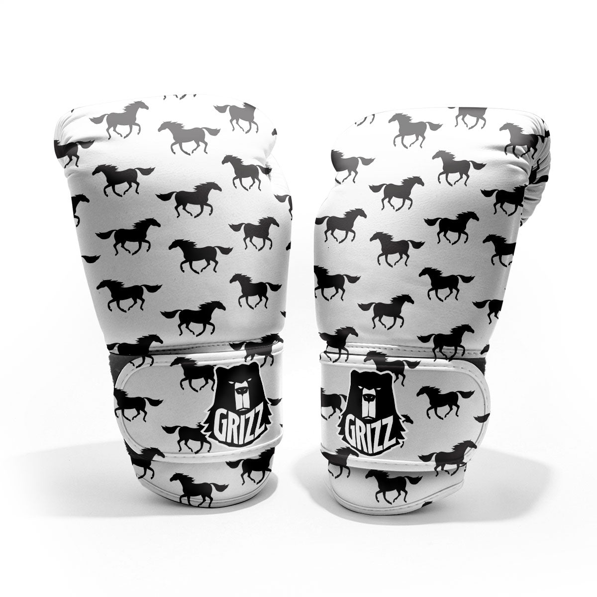 Horse White And Black Print Pattern Pro Boxing Glove