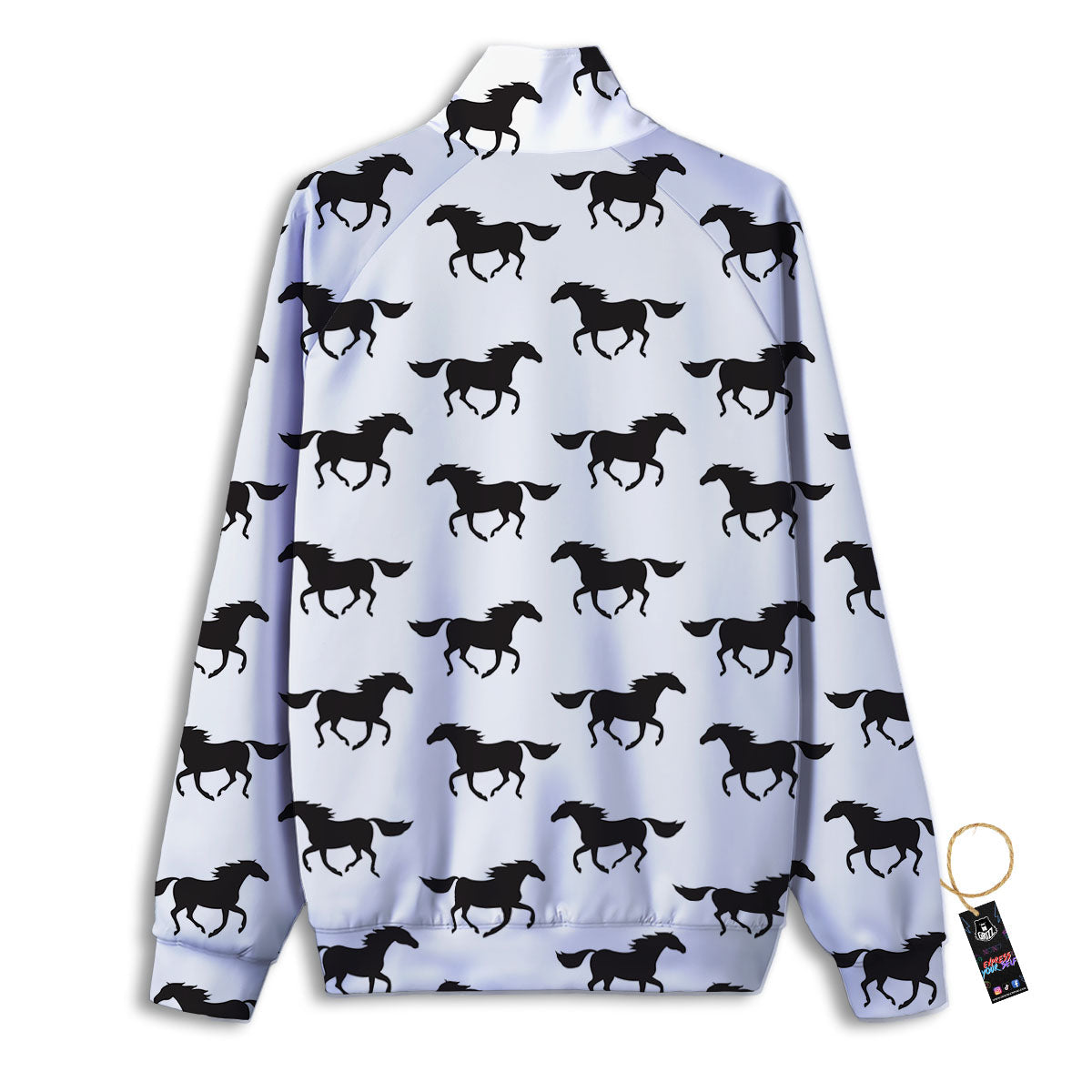 Horse White And Black Print Pattern Track Jacket-grizzshop