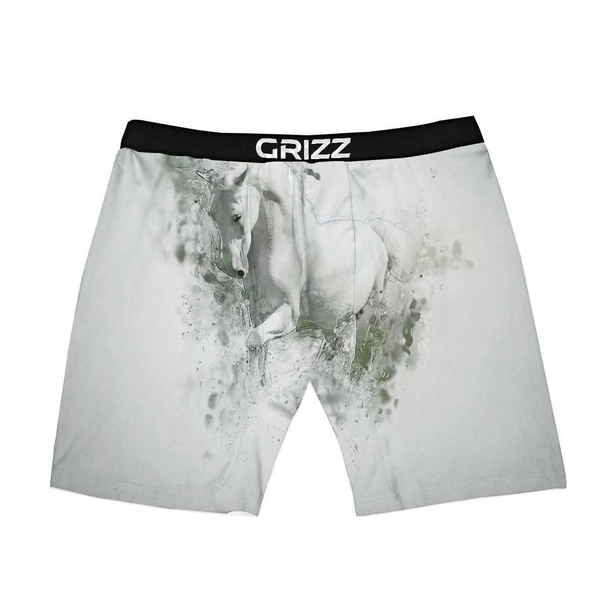 Horse White Stallion Print Boxer Briefs-grizzshop