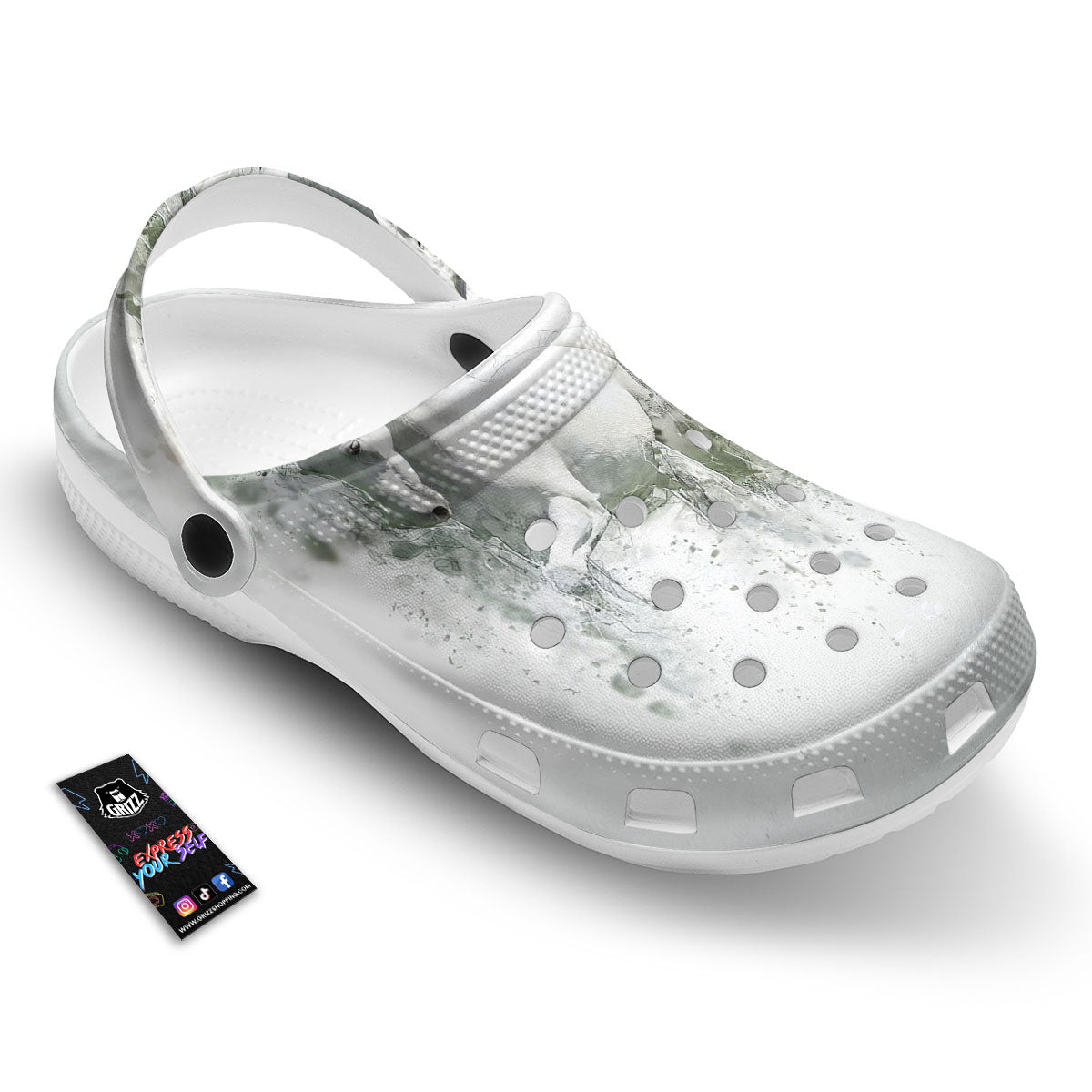 Horse White Stallion Print Clog-grizzshop