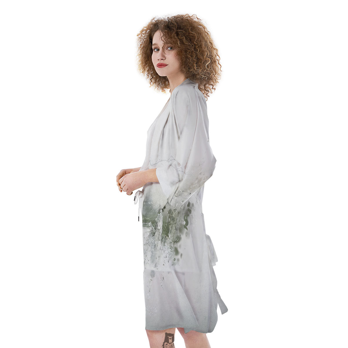 Horse White Stallion Print Kimono-grizzshop