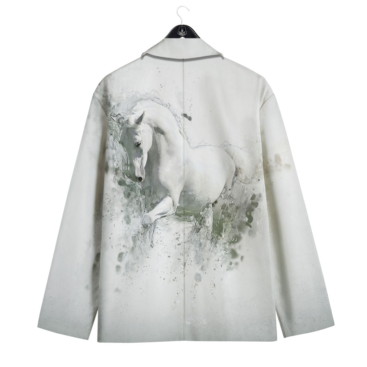 Horse White Stallion Print Men's Sport Coat-grizzshop