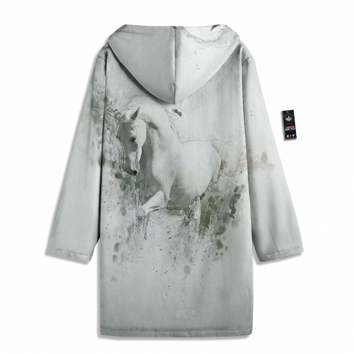 Horse White Stallion Print Men's Windbreaker Jacket-grizzshop