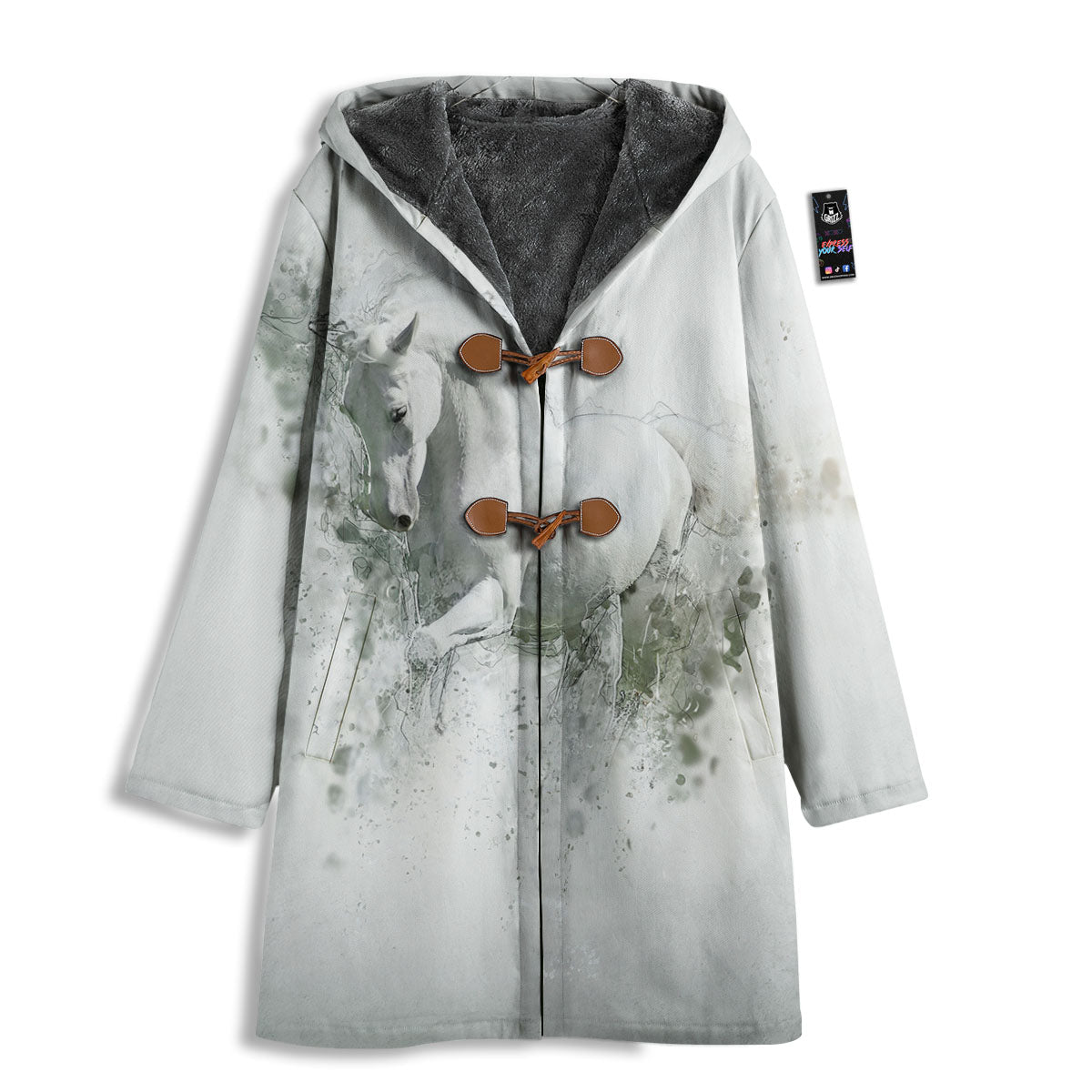 Horse White Stallion Print Men's Windbreaker Jacket-grizzshop