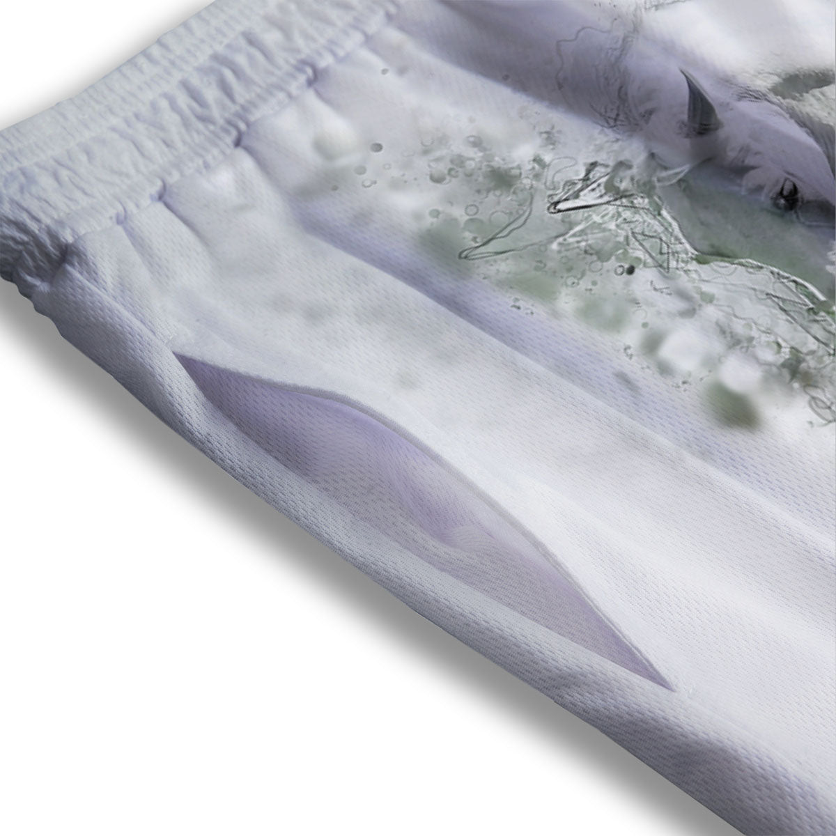 Horse White Stallion Print Mesh Shorts