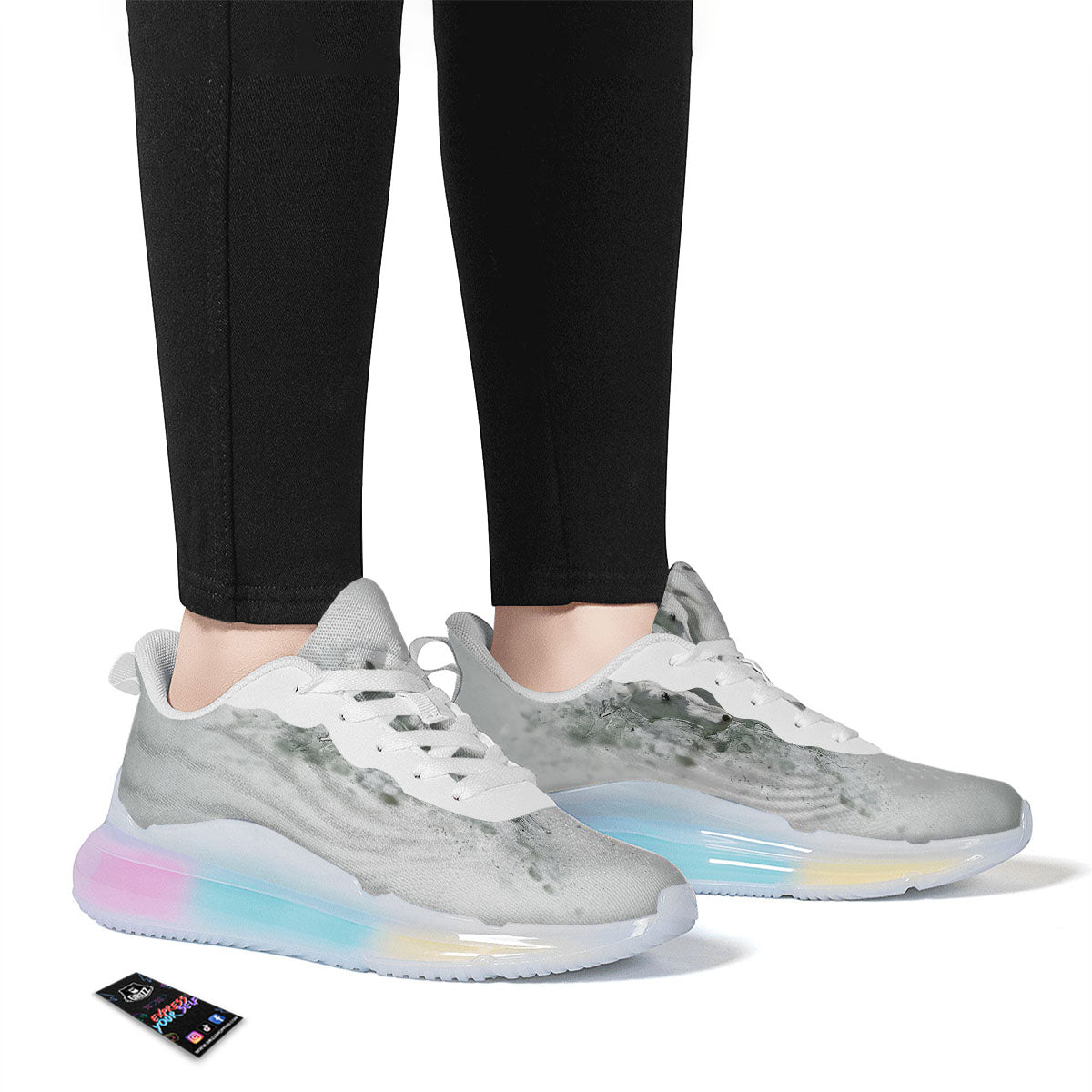 Horse White Stallion Print Running Sneakers-grizzshop