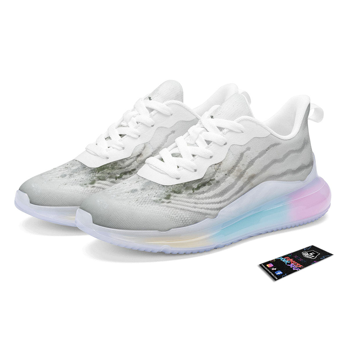 Horse White Stallion Print Running Sneakers-grizzshop