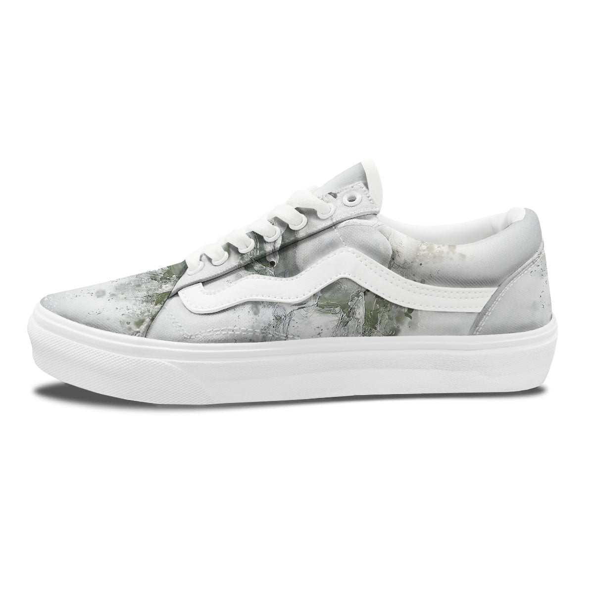 Horse White Stallion Print Skate Shoes-grizzshop