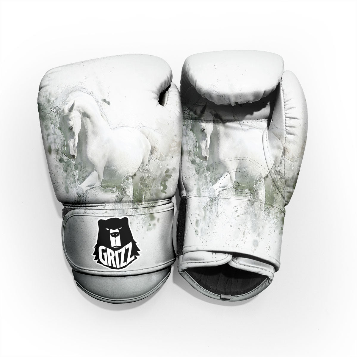 Horse White Stallion Print Pro Boxing Glove