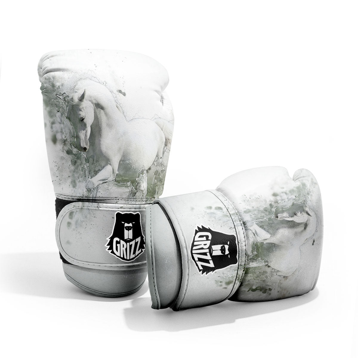 Horse White Stallion Print Pro Boxing Glove