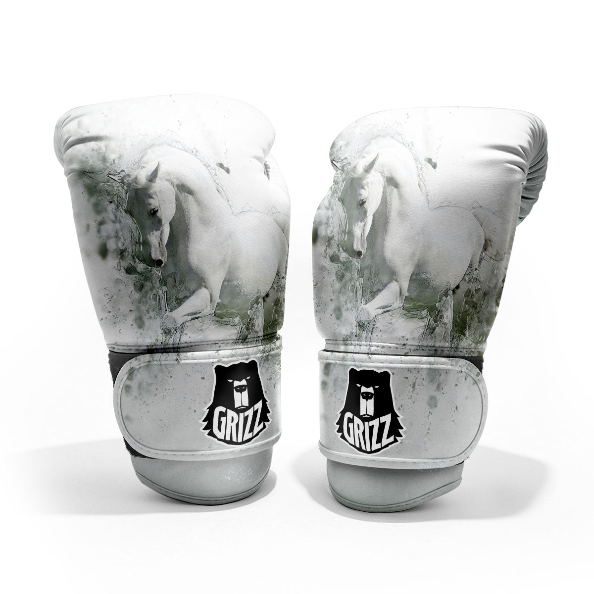Horse White Stallion Print Pro Boxing Glove