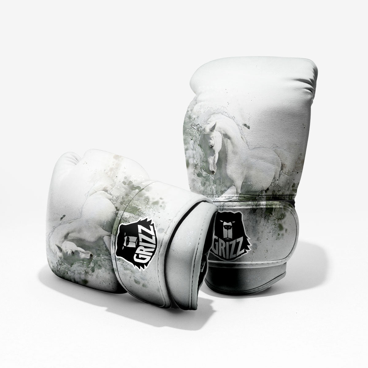 Horse White Stallion Print Pro Boxing Glove