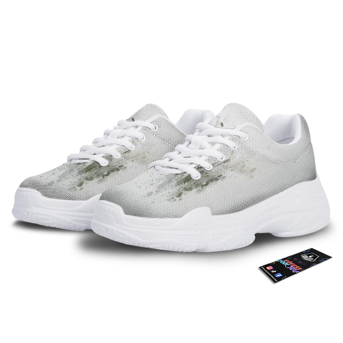 Horse White Stallion Print White Chunky Shoes-grizzshop