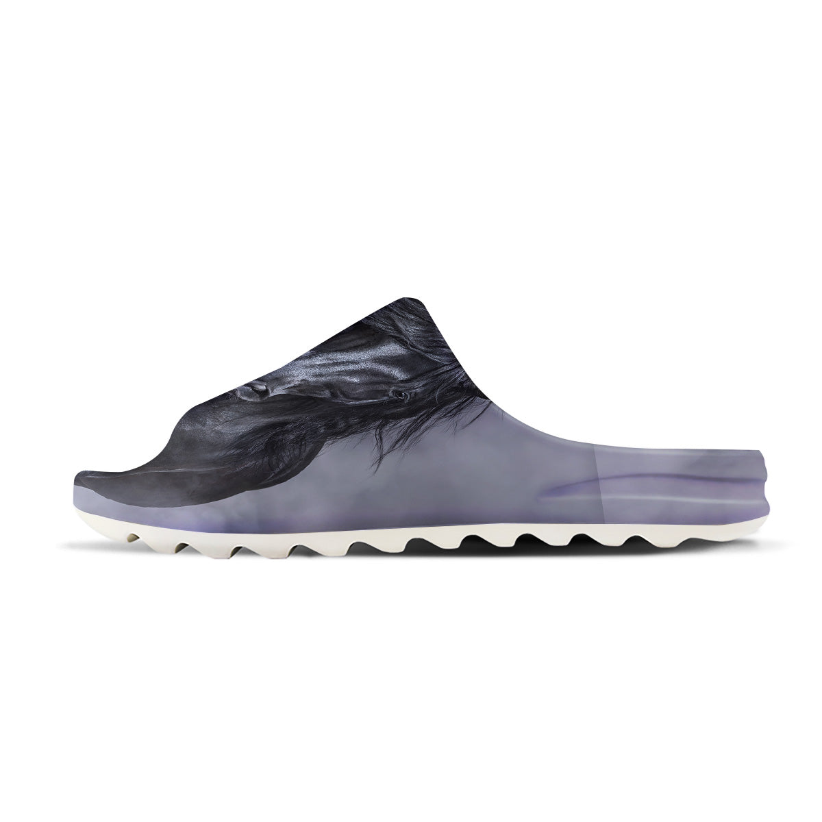 Horse Black Stallion Print Sandals-grizzshop