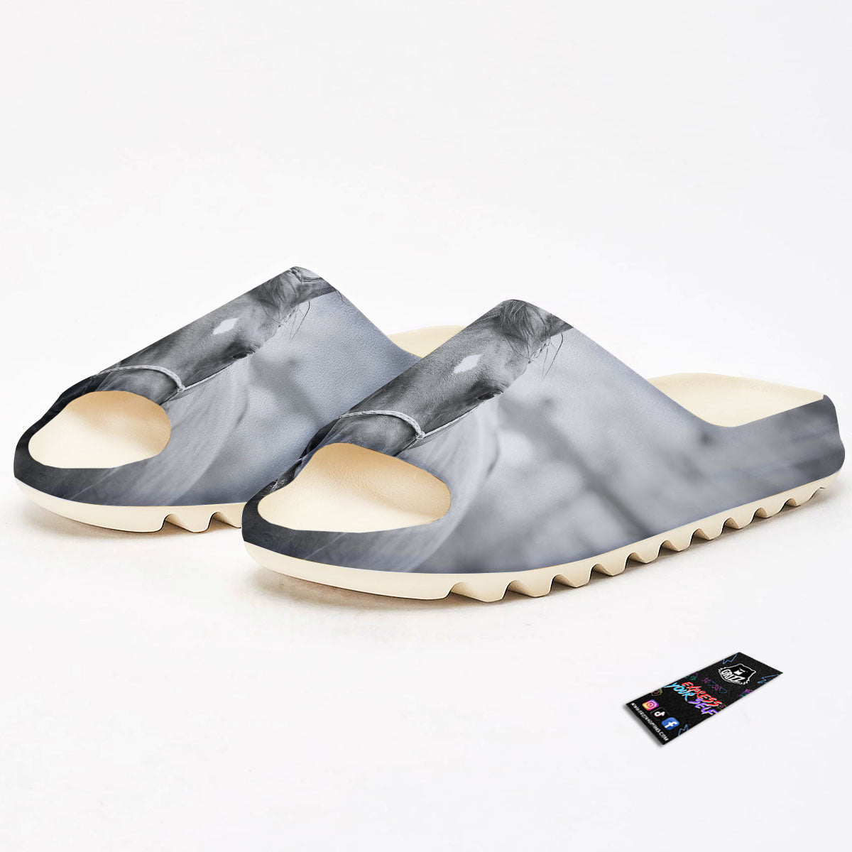 Horse Monochrome Print Sandals-grizzshop