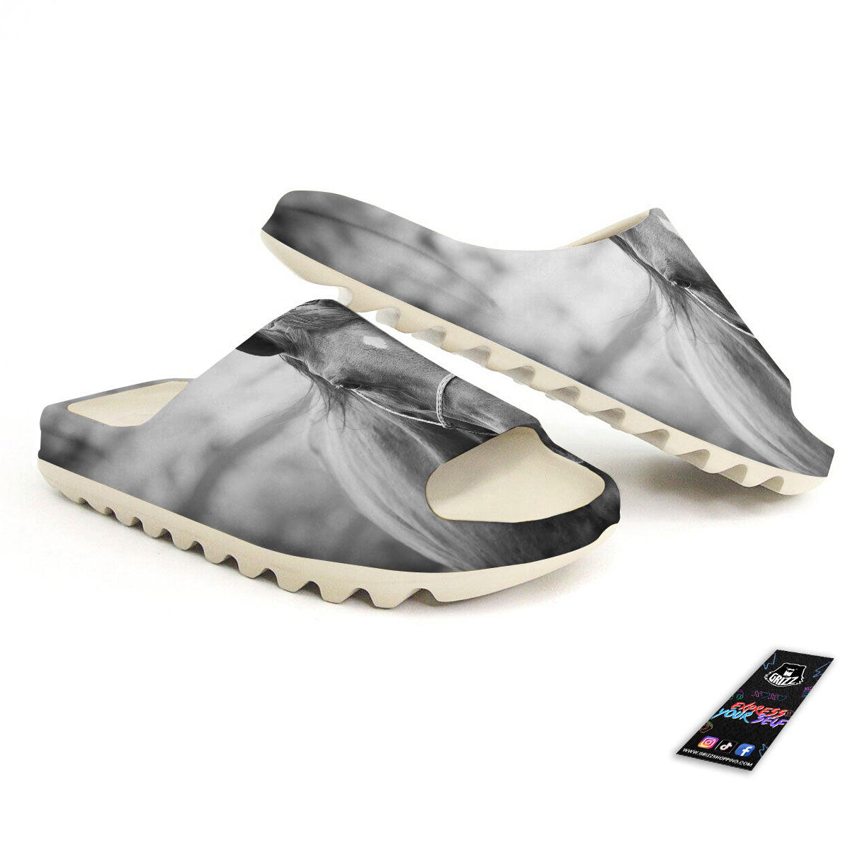 Horse Monochrome Print Sandals-grizzshop