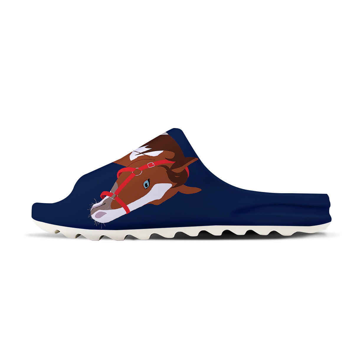 Horse Portrait Dark Blue Print Sandals-grizzshop