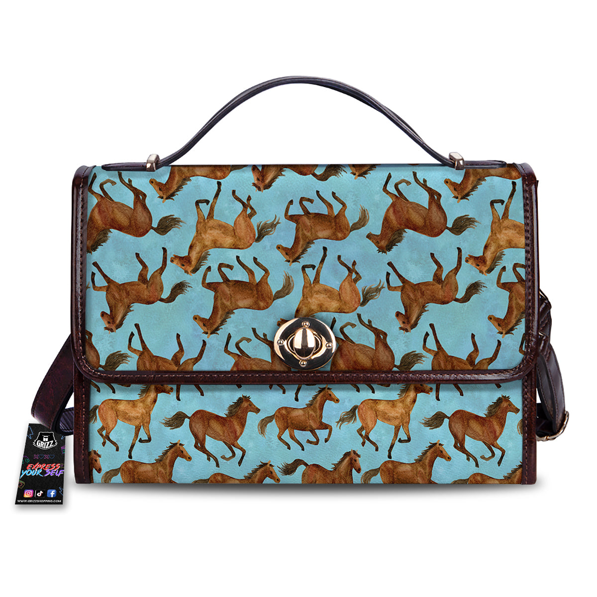 Horse Watercolor Print Pattern Women's Satchel Bag
