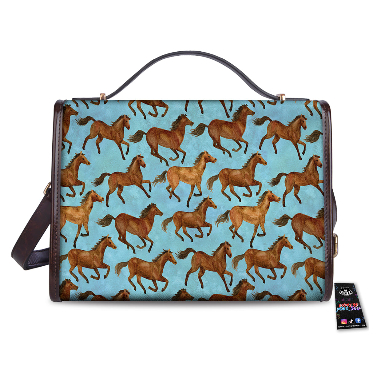 Horse Watercolor Print Pattern Women's Satchel Bag