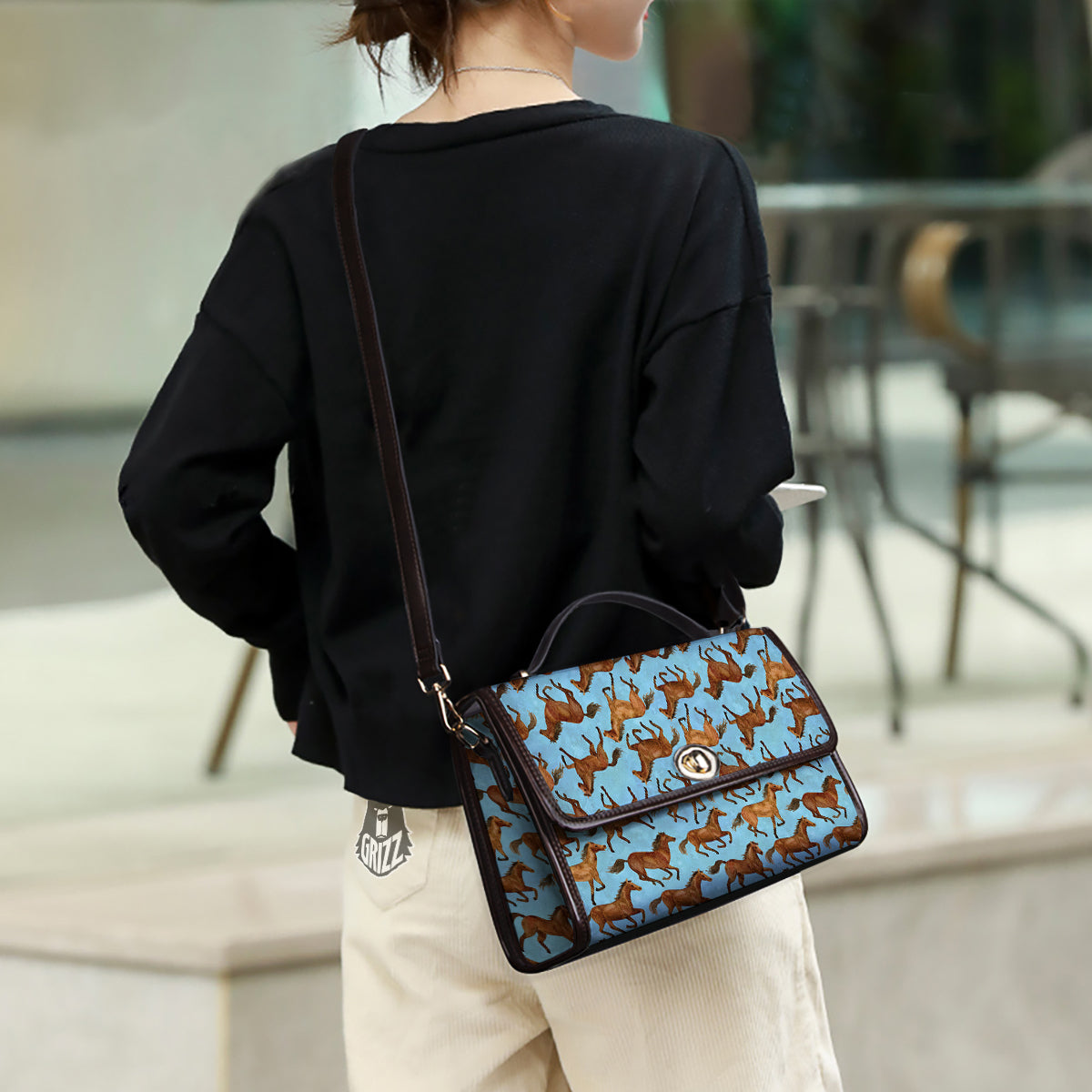 Horse Watercolor Print Pattern Women's Satchel Bag