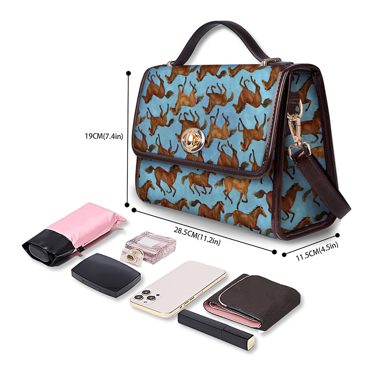 Horse Watercolor Print Pattern Women's Satchel Bag