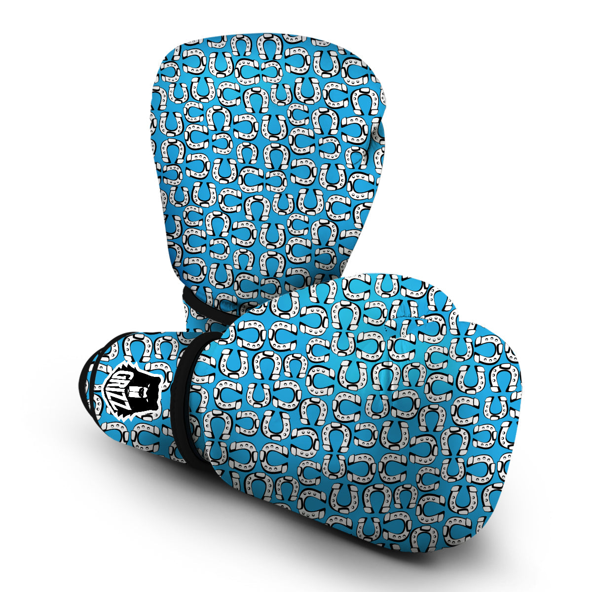 Horseshoe Blue Print Pattern Boxing Gloves-grizzshop