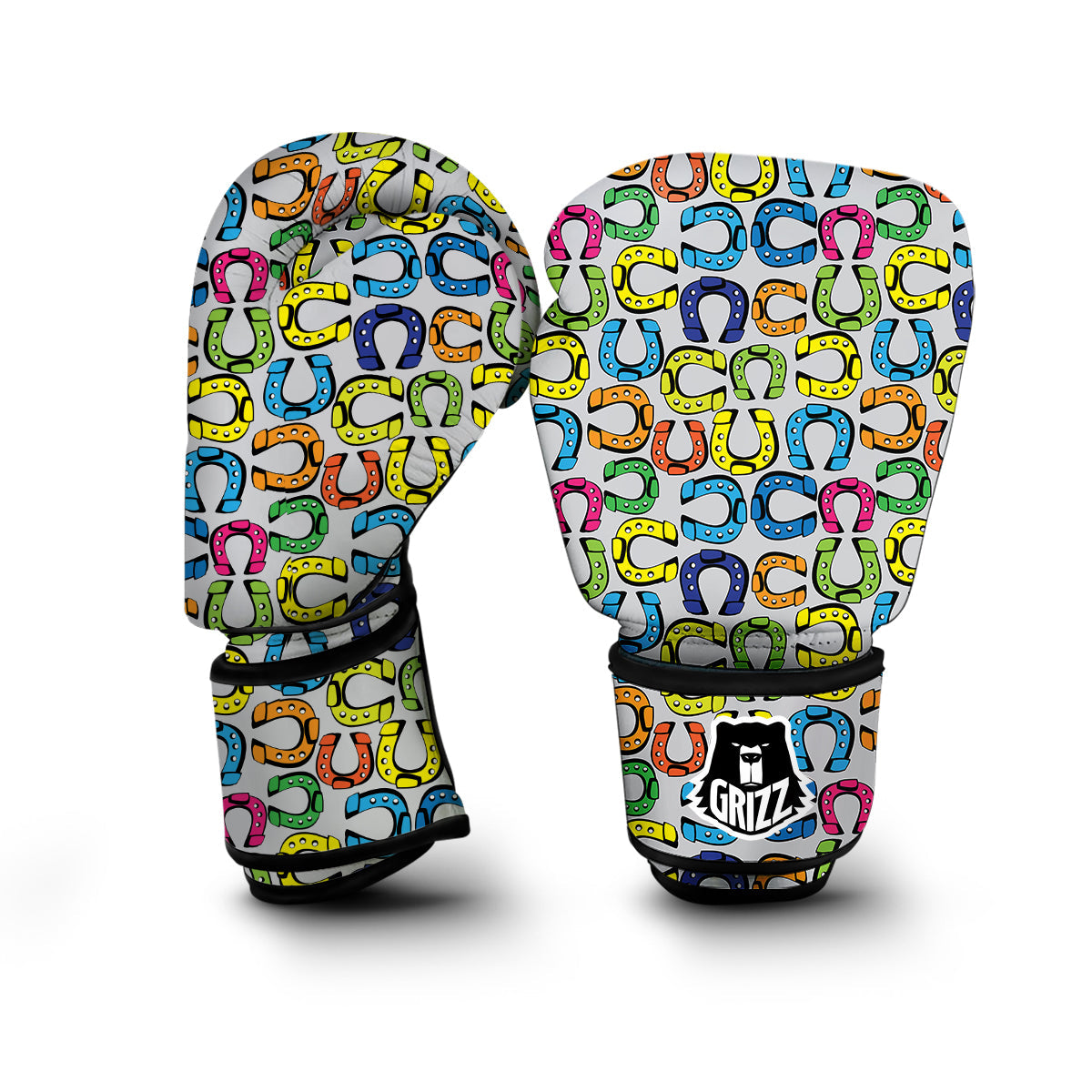 Horseshoe Colorful Print Pattern Boxing Gloves-grizzshop