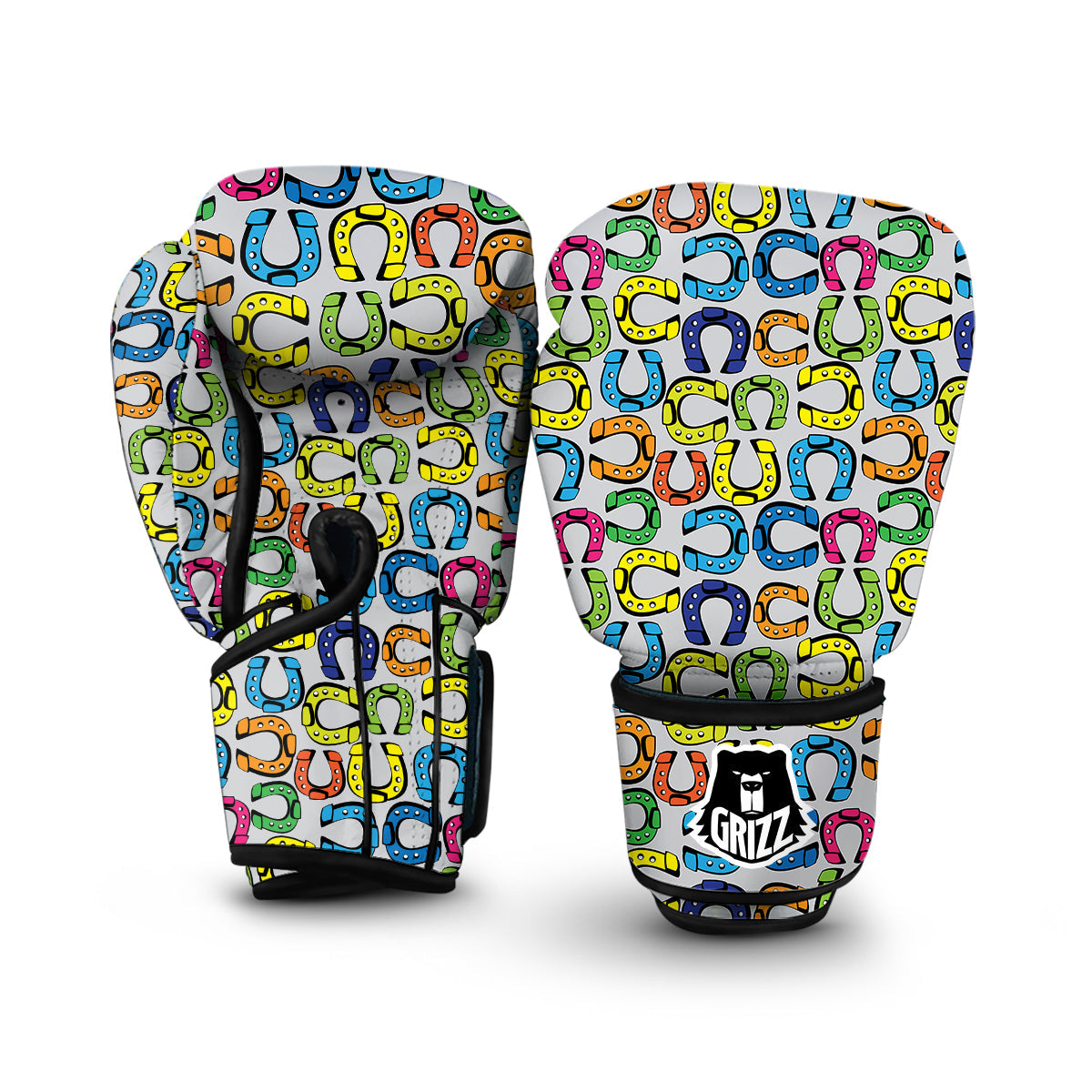 Horseshoe Colorful Print Pattern Boxing Gloves-grizzshop