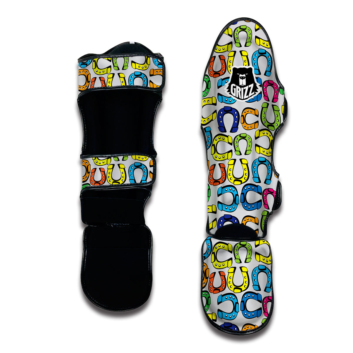 Horseshoe Colorful Print Pattern Muay Thai Shin Guards-grizzshop