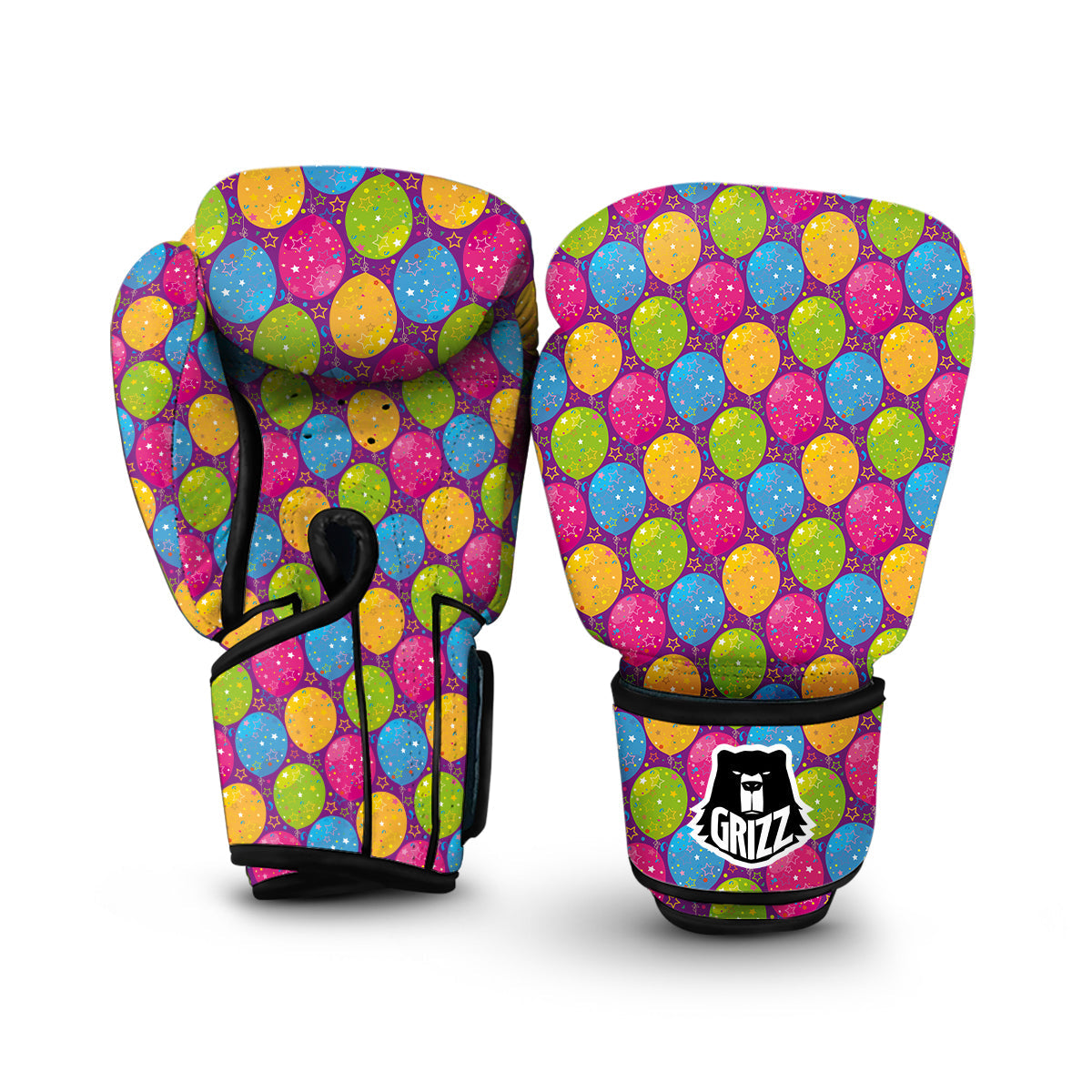 Hot Air Balloon Colorful Pattern Print Boxing Gloves-grizzshop