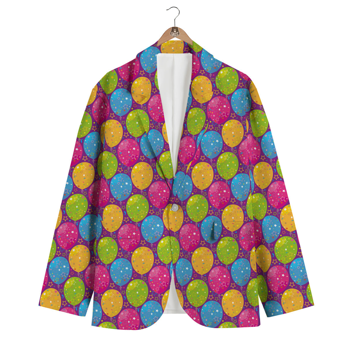 Hot Air Balloon Colorful Pattern Print Men's Blazer-grizzshop