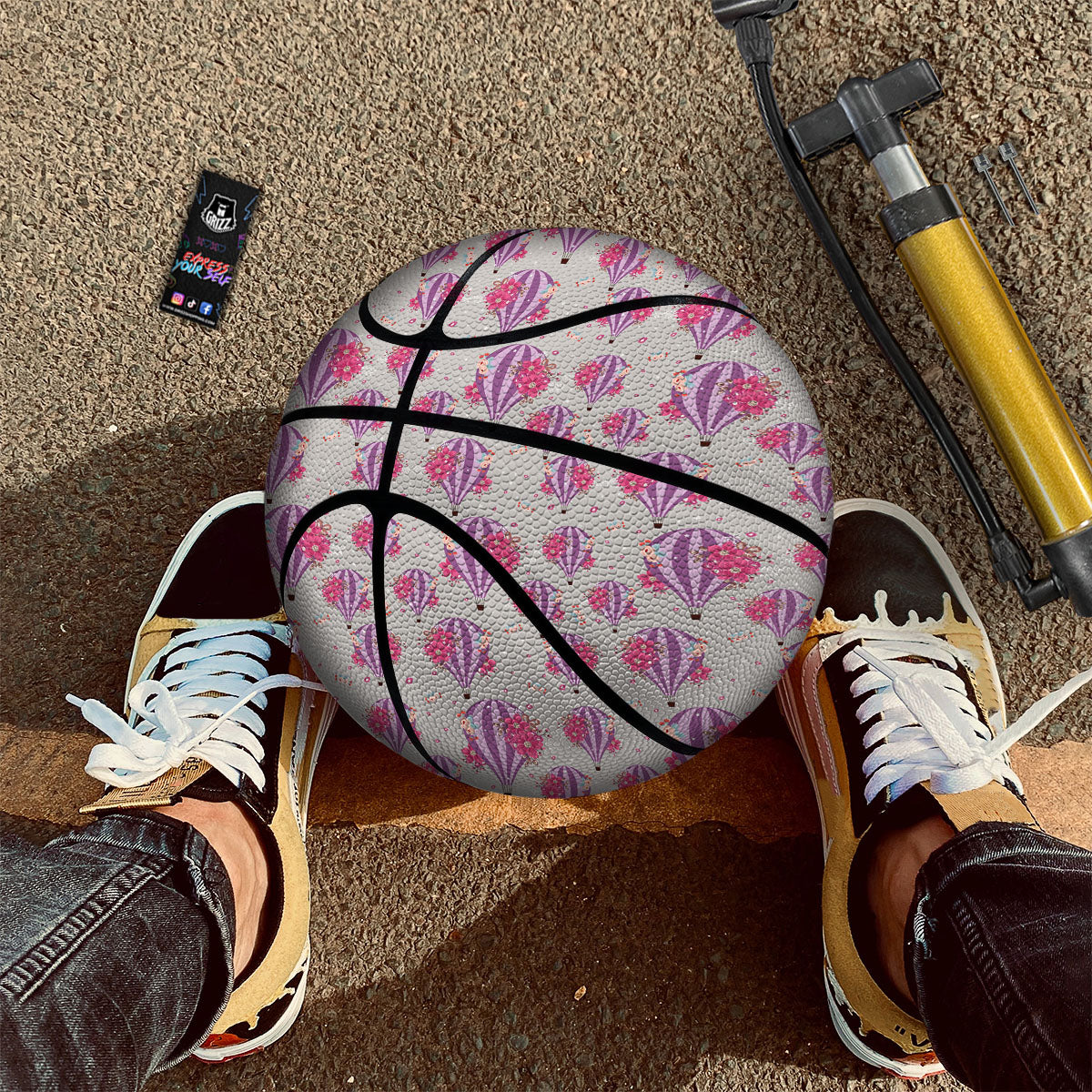 Hot Air Balloon Floral Print Pattern Basketball-grizzshop