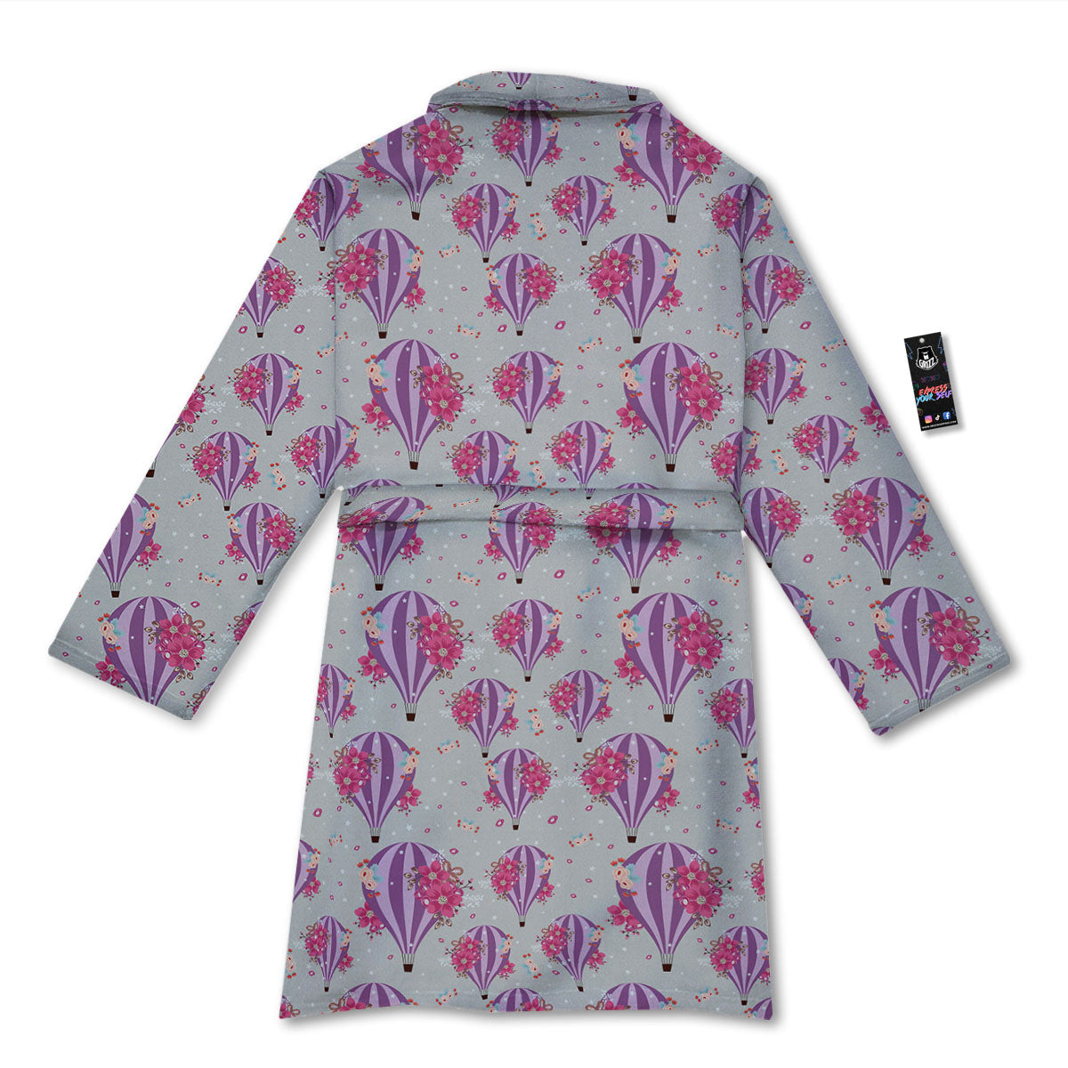 Hot Air Balloon Floral Print Pattern Bathrobe-grizzshop