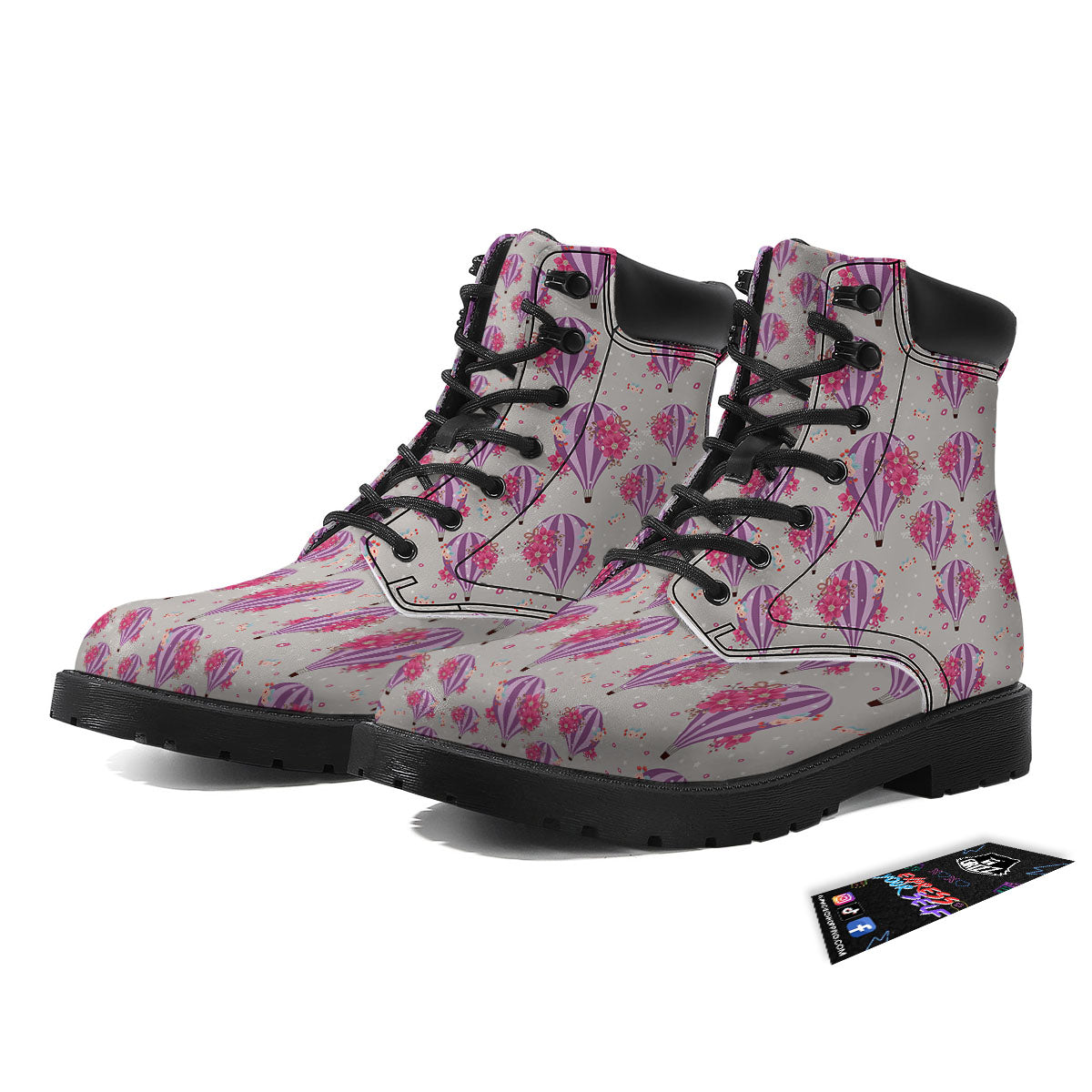 Hot Air Balloon Floral Print Pattern Boots-grizzshop