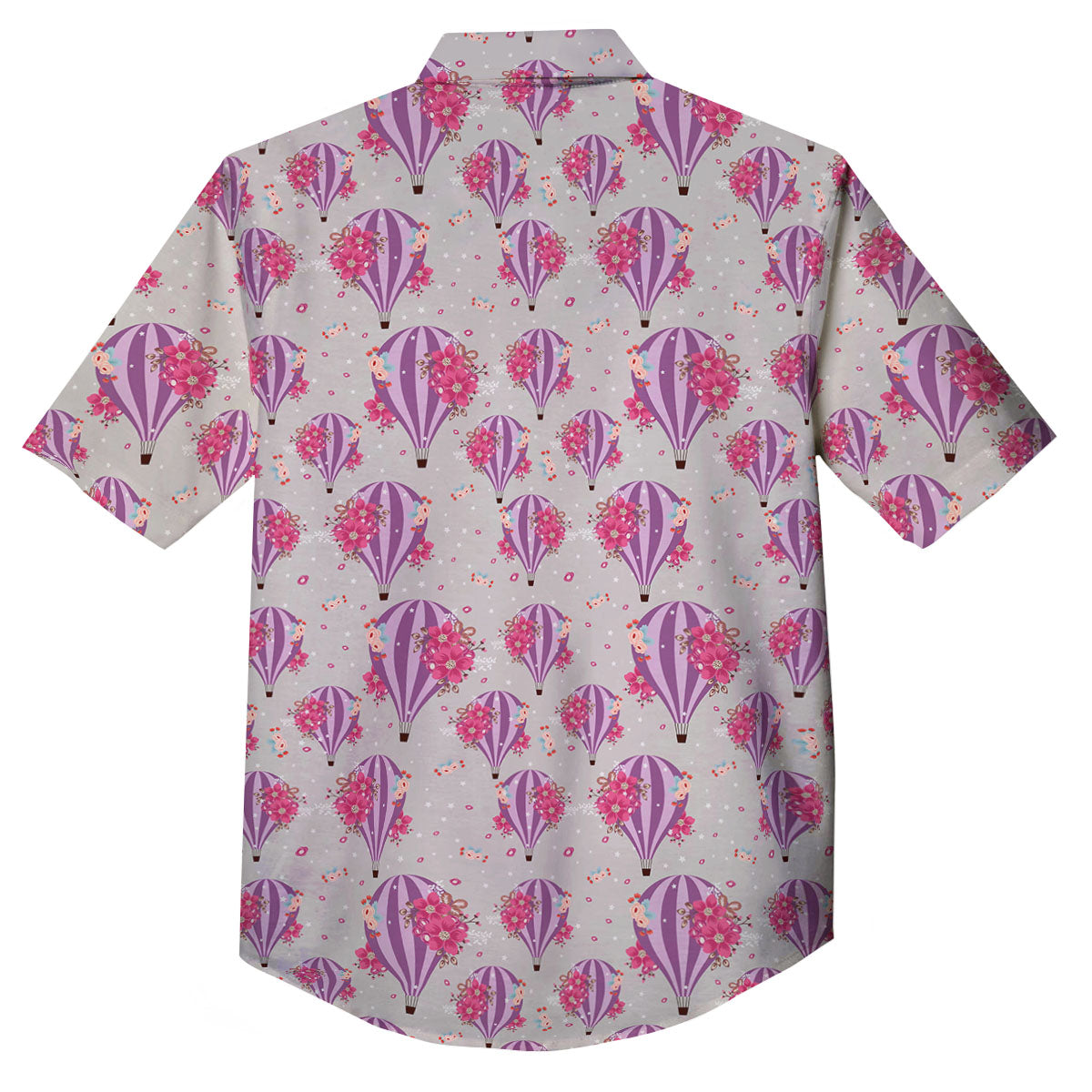 Hot Air Balloon Floral Print Pattern Button Up Shirt-grizzshop