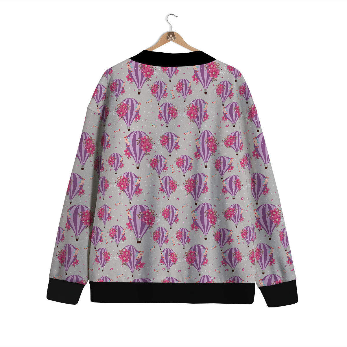 Hot Air Balloon Floral Print Pattern Cardigan-grizzshop