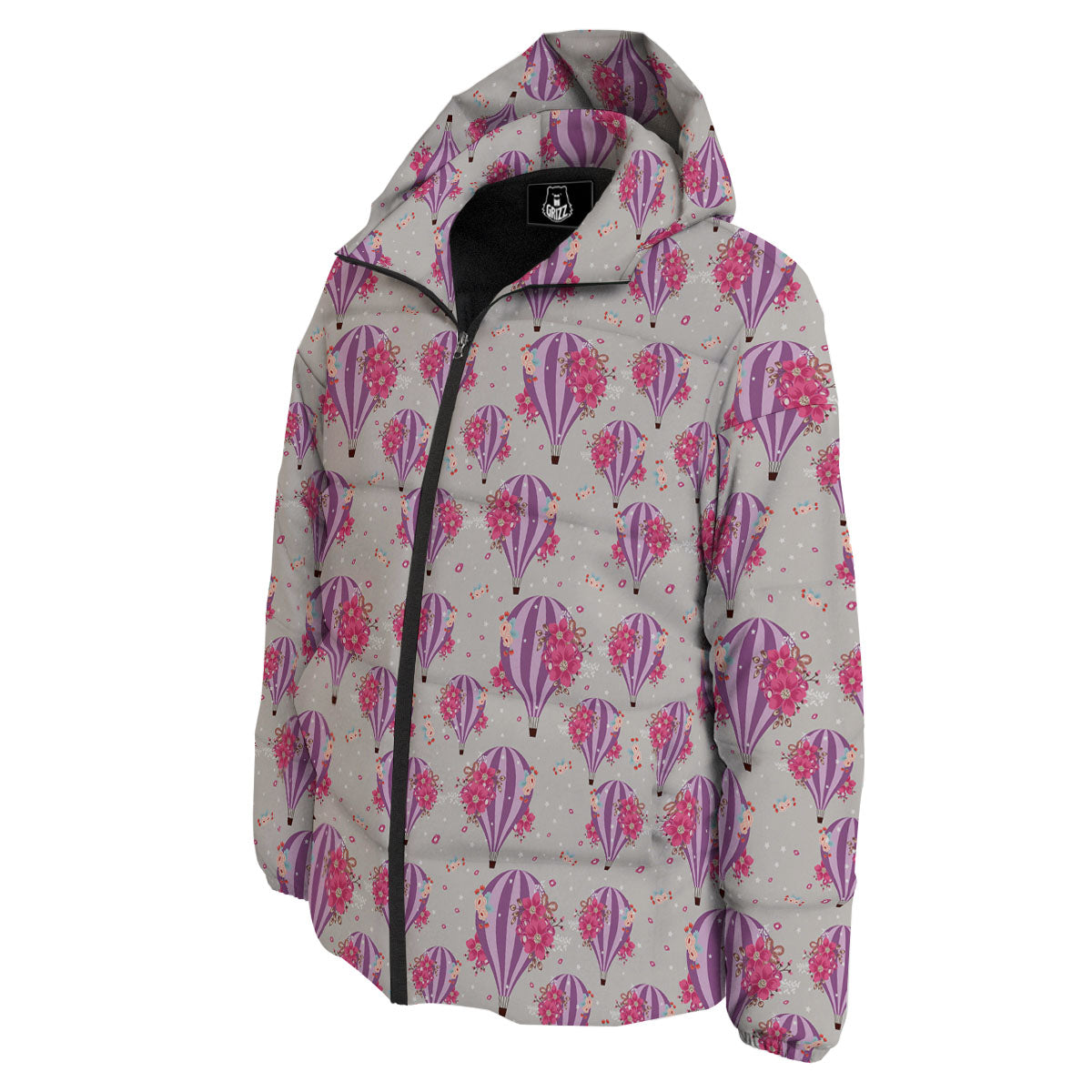 Hot Air Balloon Floral Print Pattern Down Jacket-grizzshop