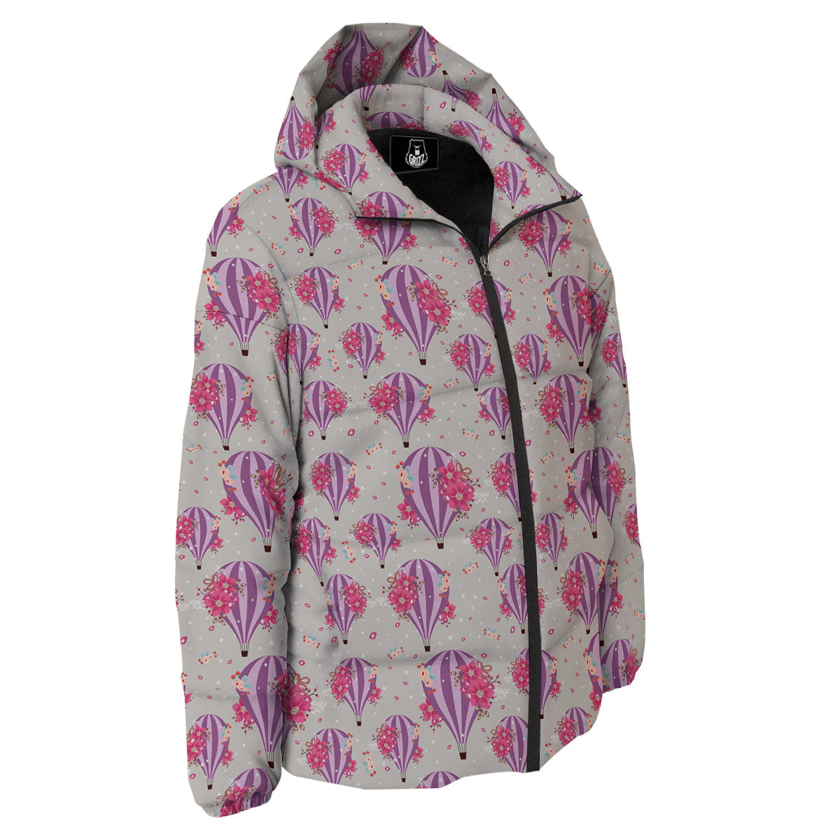 Hot Air Balloon Floral Print Pattern Down Jacket-grizzshop