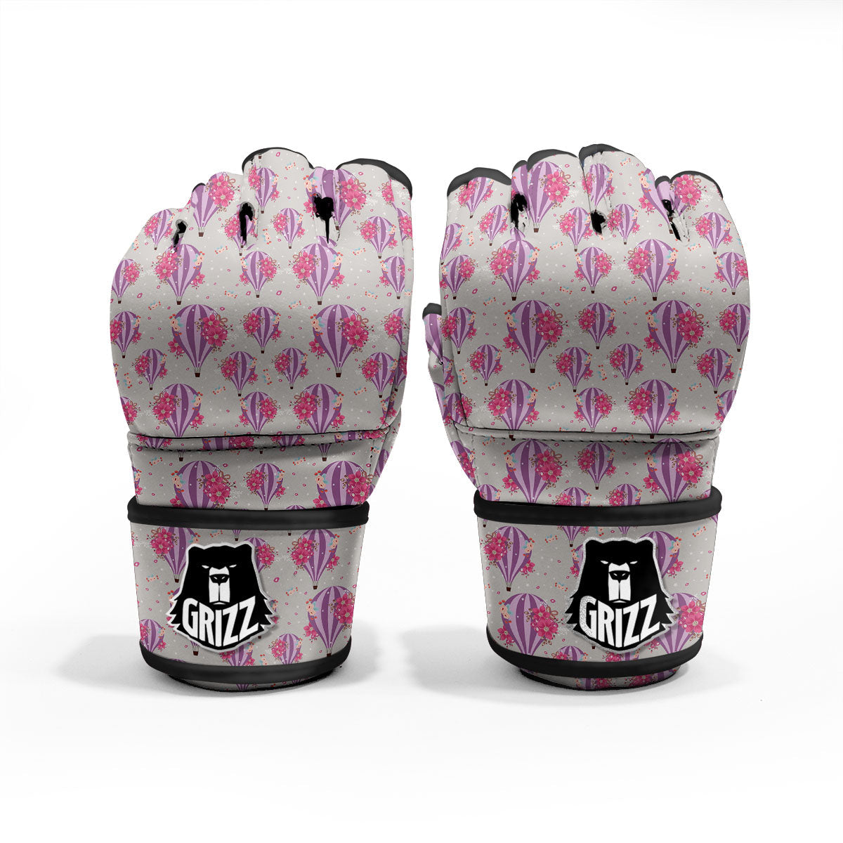 Hot Air Balloon Floral Print Pattern MMA Gloves-grizzshop