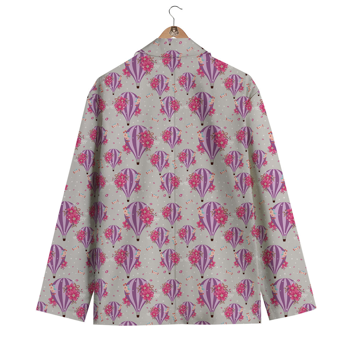 Hot Air Balloon Floral Print Pattern Men's Blazer-grizzshop