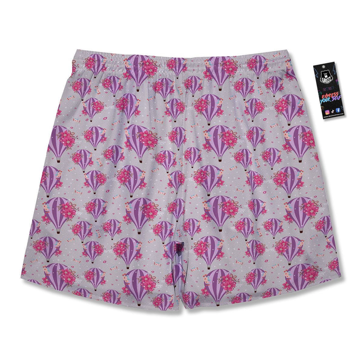 Hot Air Balloon Floral Print Pattern Men's Running Shorts-grizzshop