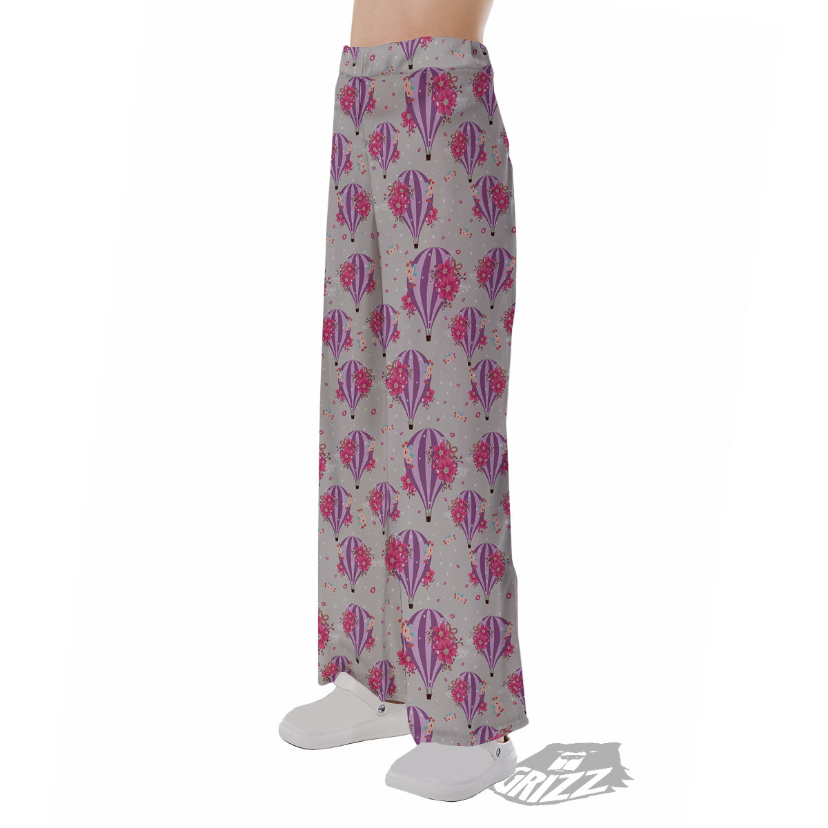 Hot Air Balloon Floral Print Pattern Pajama Pants-grizzshop