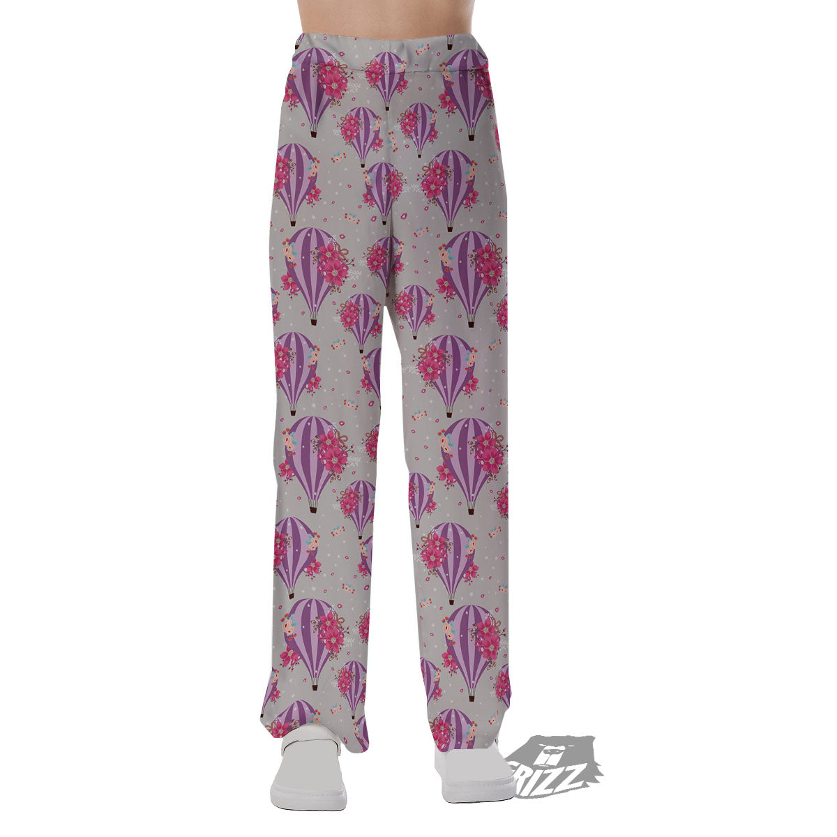 Hot Air Balloon Floral Print Pattern Pajama Pants-grizzshop