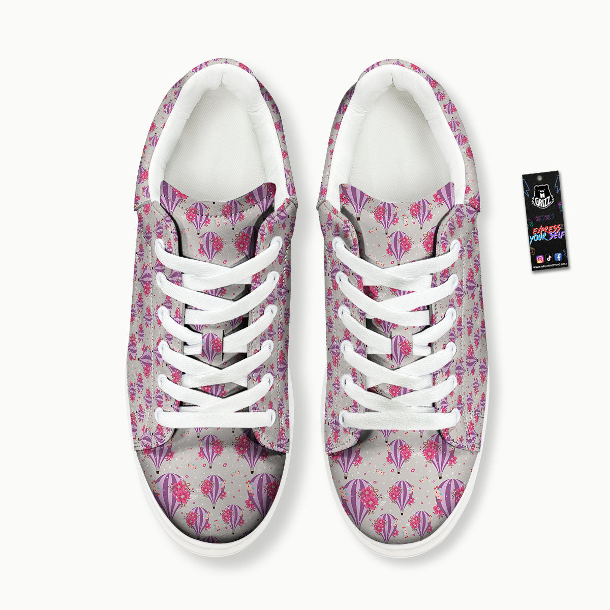 Hot Air Balloon Floral Print Pattern Platform Shoes-grizzshop
