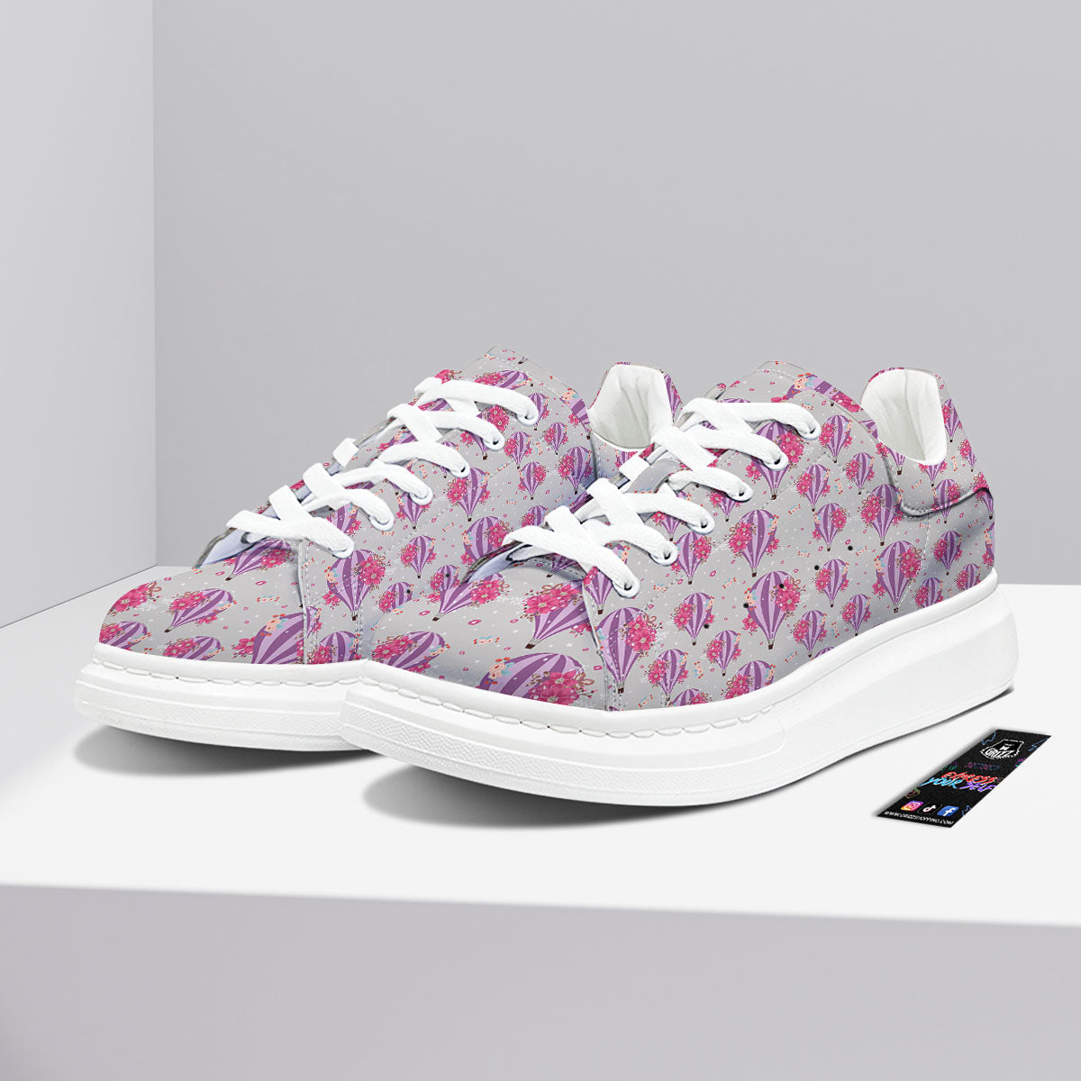 Hot Air Balloon Floral Print Pattern Platform Shoes-grizzshop