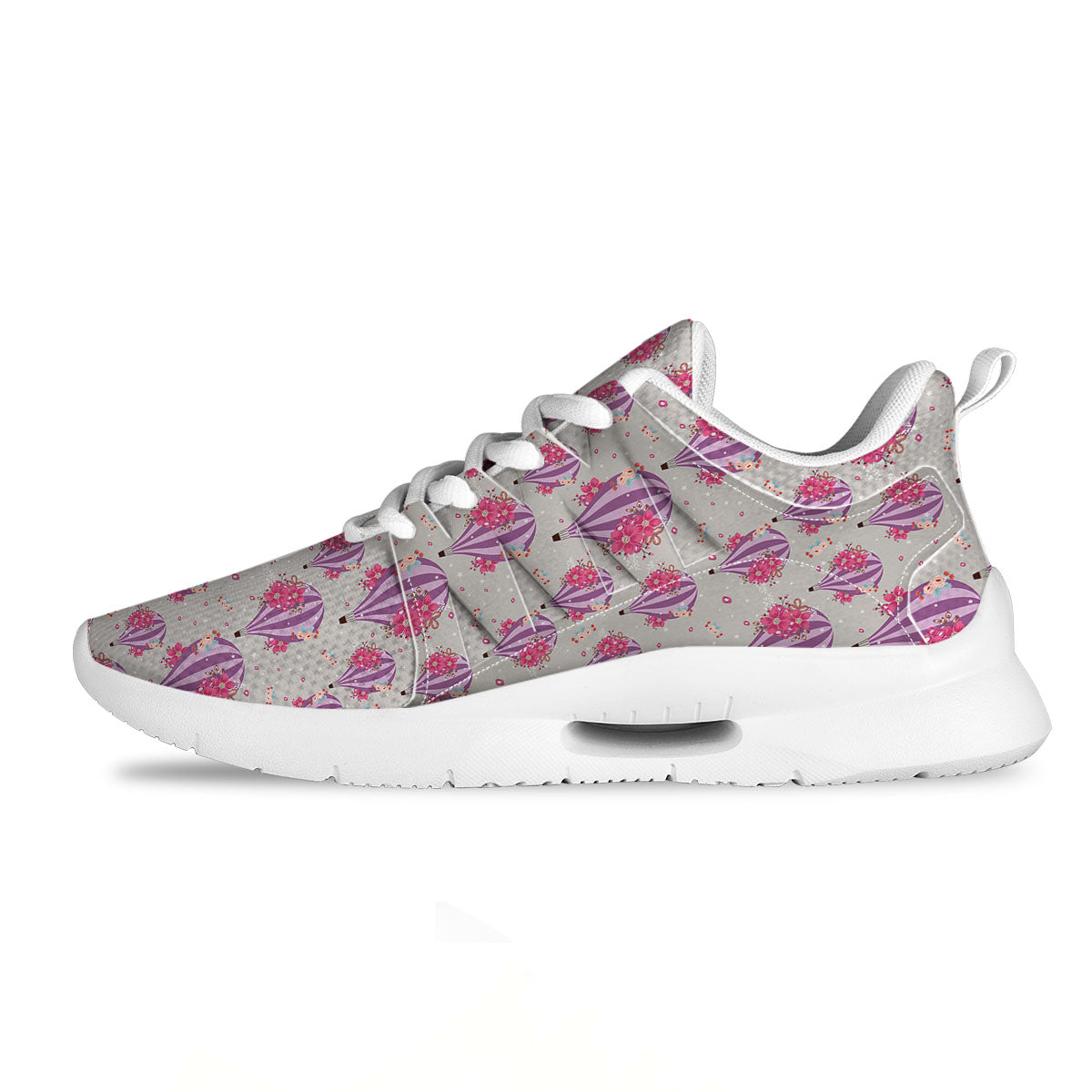 Hot Air Balloon Floral Print Pattern Tennis Shoes-grizzshop