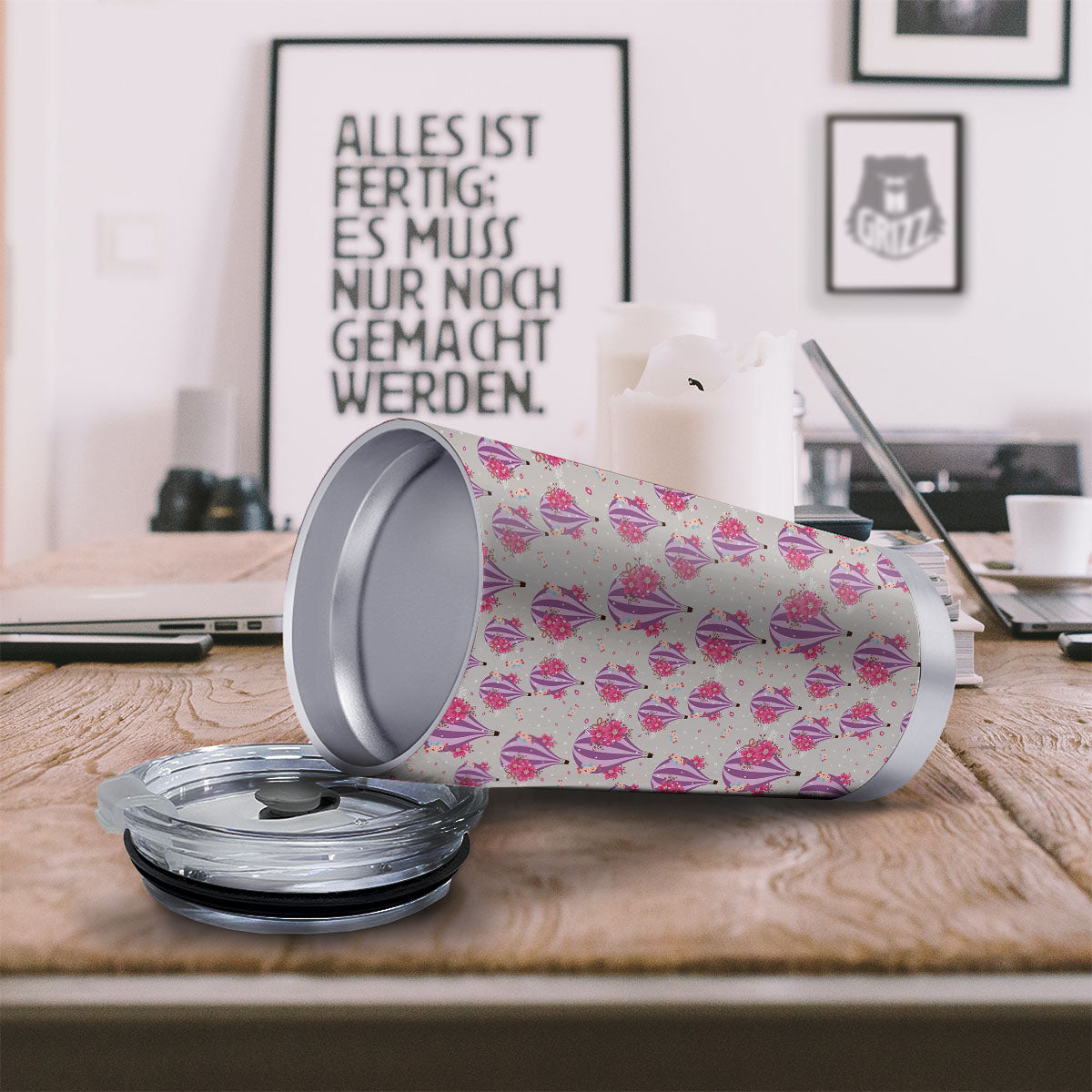 Hot Air Balloon Floral Print Pattern Tumbler-grizzshop