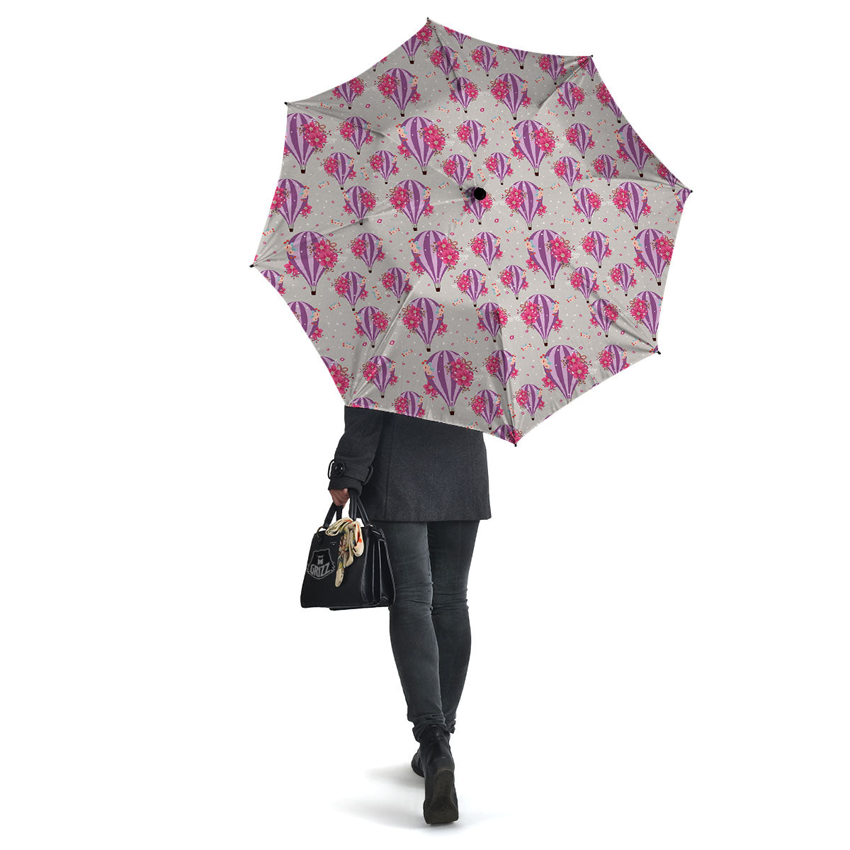 Hot Air Balloon Floral Print Pattern Umbrella-grizzshop
