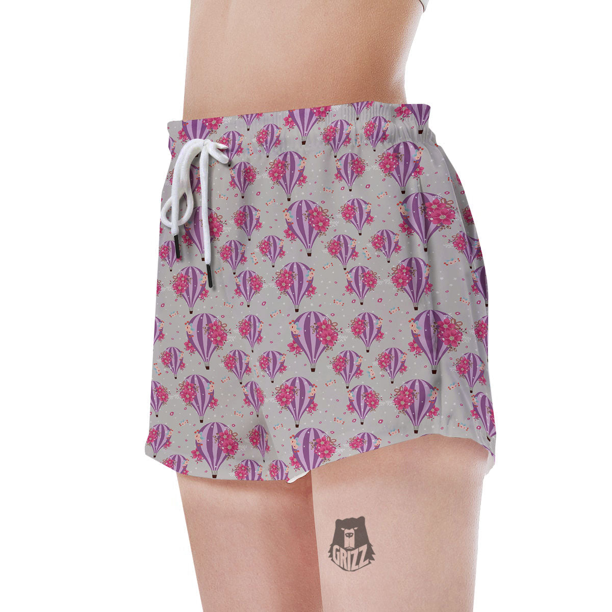 Hot Air Balloon Floral Print Pattern Women's Shorts-grizzshop